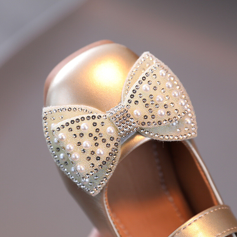 Dječje kožne cipele princeze Ležerne dječje zlatno srebrne modne biserne mašne za djevojčice Slatke ravne cipele dječje cipele CSH1500