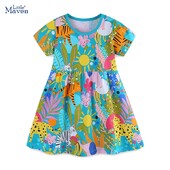 Little Maven 2024 de vară pentru fetițe din bumbac rochie tricotată rochie noutate îmbrăcăminte pentru copii fete din desene animate rochii cu imprimeu