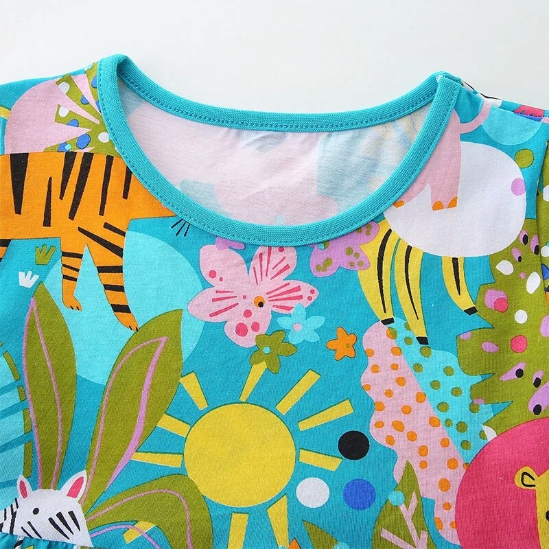 Little Maven 2024 de vară pentru fetițe din bumbac rochie tricotată rochie noutate îmbrăcăminte pentru copii fete din desene animate rochii cu imprimeu