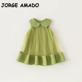 Uus suvine beebitüdruku peokleit Peter Pan krae võrgust lapiline varrukateta vest Printsesskleidid armsad lasteriided E23079