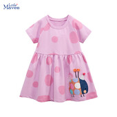 Little maven Uus suvetüdrukutele beebidele laste kleit Puuvillane täpitrükk Lasteriided Seelik Lühikeste varrukatega Tüdrukutele Printsess Kleit Vestidos