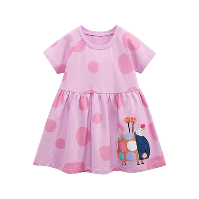 Little maven Uus suvetüdrukutele beebidele laste kleit Puuvillane täpitrükk Lasteriided Seelik Lühikeste varrukatega Tüdrukutele Printsess Kleit Vestidos