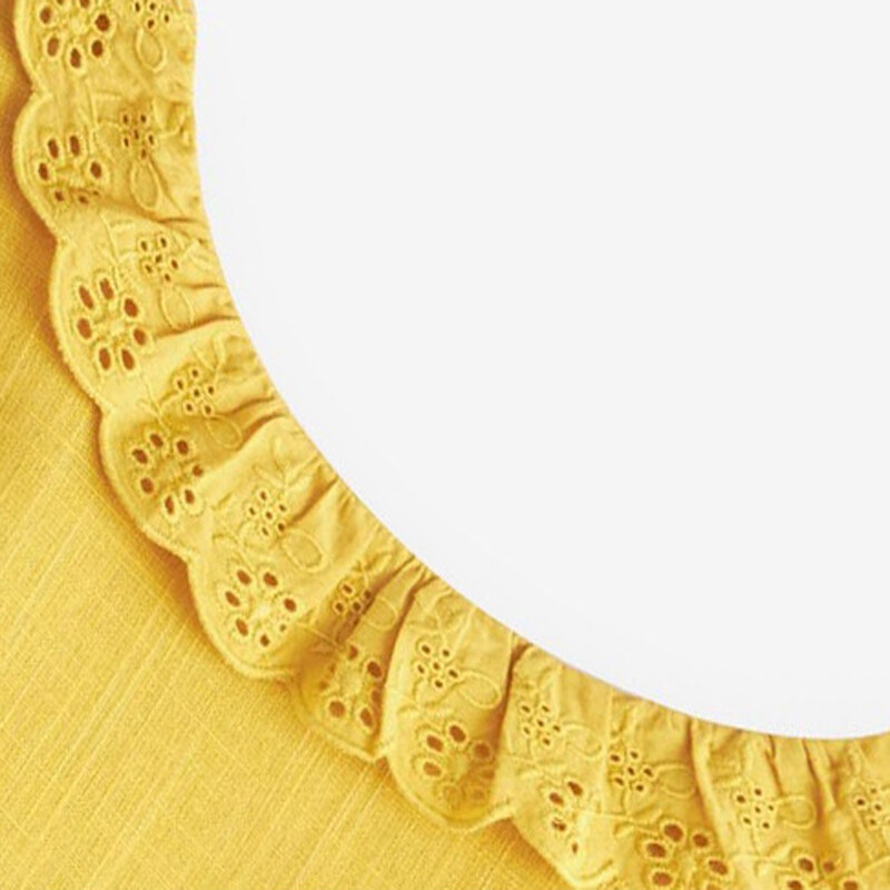 Little maven Tüdrukud Kollased Kleidid Loomade Kaelkirjak Aplikatsioonid Laste Peokleit Puuvillane Lasteriided Armas pits Elegantsed Kleidid