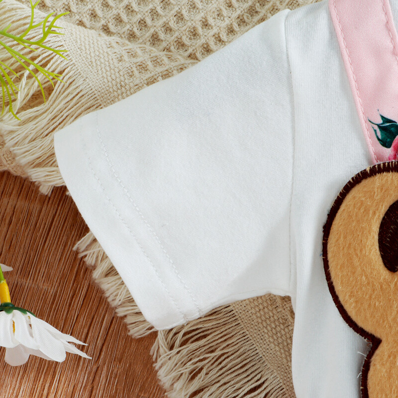 PatPat Baby Girl 100% puuvillane lühikeste varrukatega multikas karu kahe ripatsiga kleit