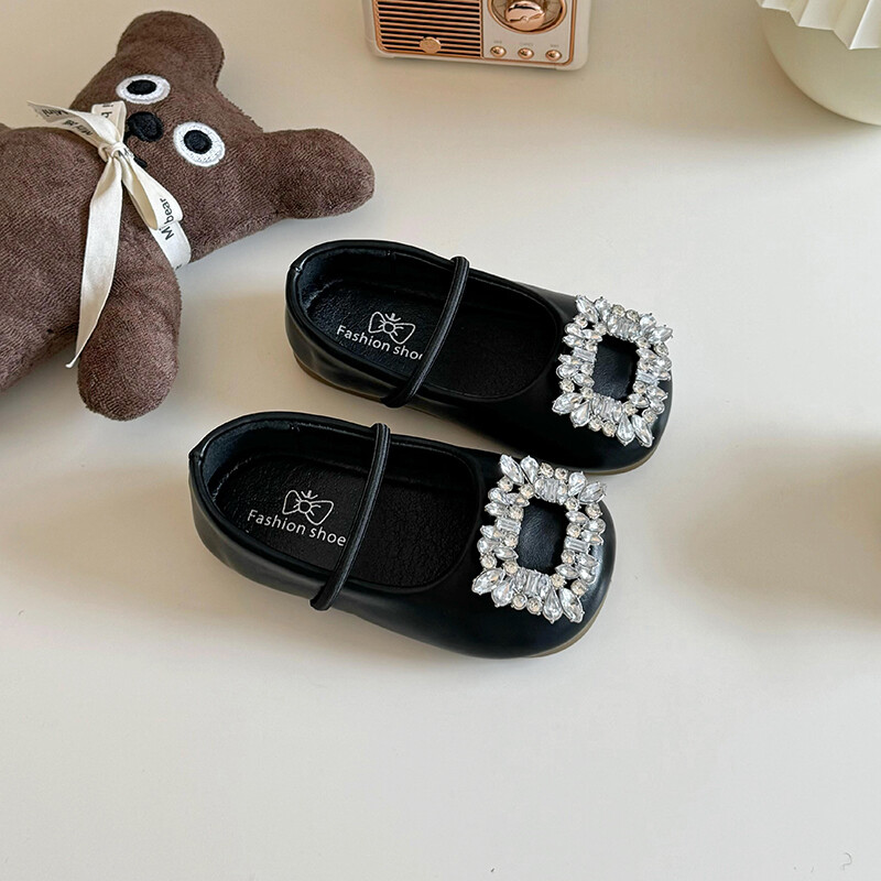 Kingad tüdrukutele Lapsed Baleriin Flats Laste Teemant Peokleit Kingad Printsessi Elegantne Kinga Must Hõbedane nahast king