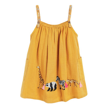 Little maven 2024 Baby girls Summer Clothes Slip Dress Βαμβακερές εκτυπώσεις από ελέφαντα με καμηλοπάρδαλη για παιδιά Βρεφικό φόρεμα για νήπια