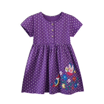 Little Maven 2024 Suvine kleit Beebi Tüdrukute Riided Multikad Tikand Lilled Linnud Kleidid Lasteriided Vestidos Puuvill