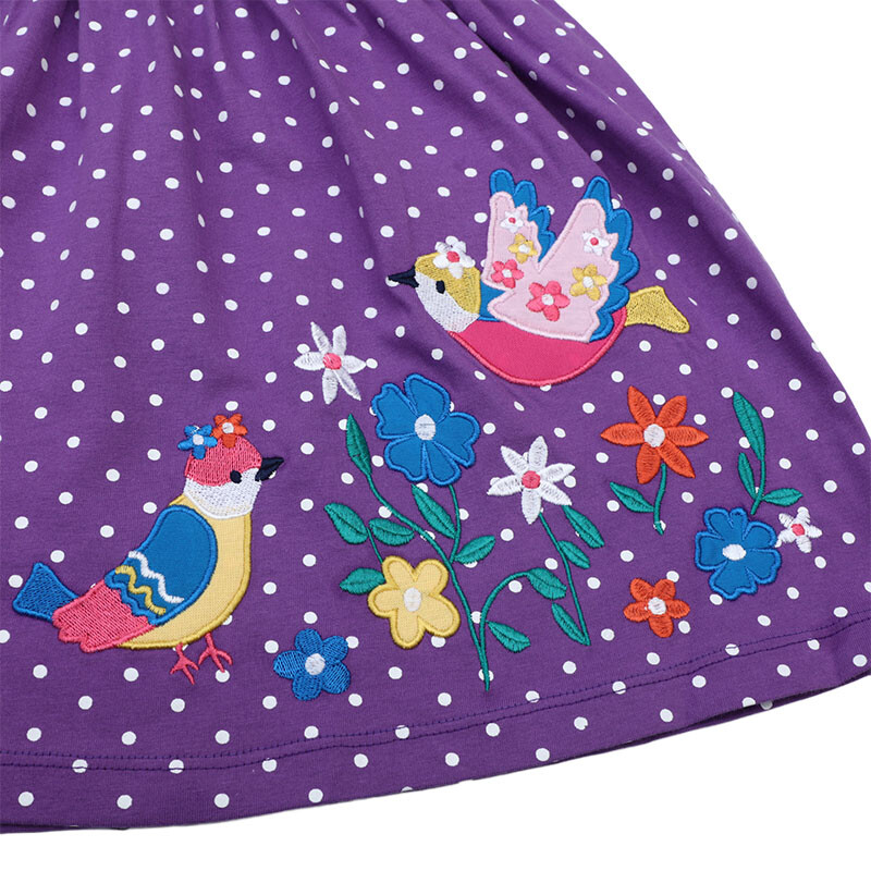 Little Maven 2024 Suvine kleit Beebi Tüdrukute Riided Multikad Tikand Lilled Linnud Kleidid Lasteriided Vestidos Puuvill