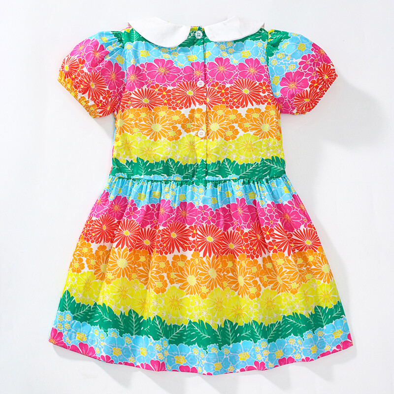 Little maven Lasteriided Beebitüdrukud 2024 Suveprintsessi sünnipäevakleit Puuvillane voodipesu krae Lilled Vabaaja väikelapsed Lapsed