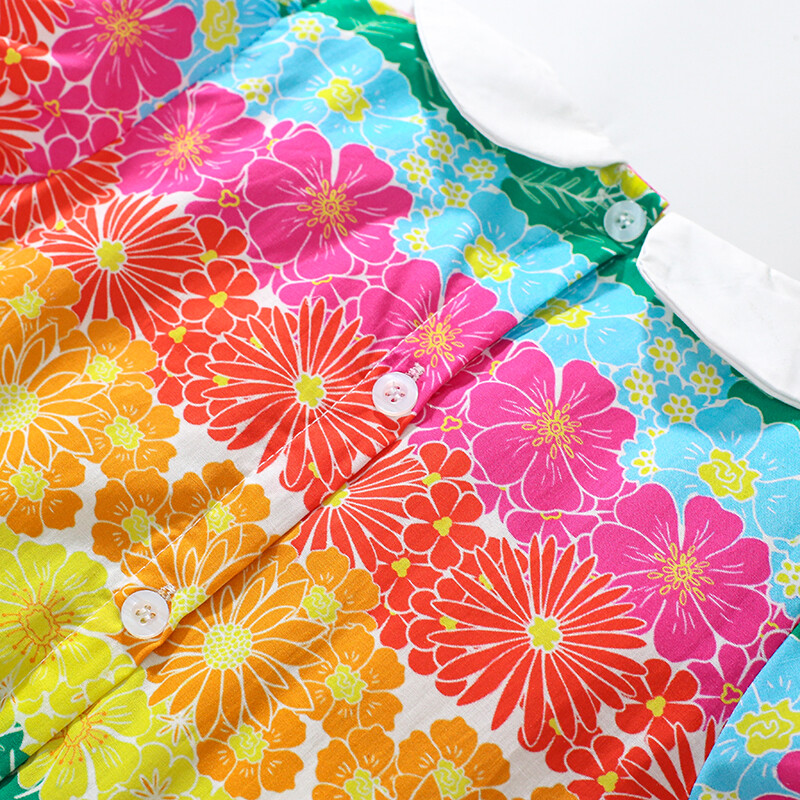 Little maven Lasteriided Beebitüdrukud 2024 Suveprintsessi sünnipäevakleit Puuvillane voodipesu krae Lilled Vabaaja väikelapsed Lapsed