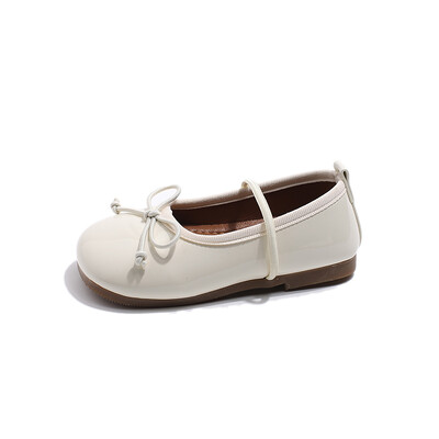 Lakirane kožne balerinke s okruglim prstima za djevojčice Klasična mašna s elastičnom trakom Balerinke Cipele za malu djecu Dječja meka haljina Zapatos