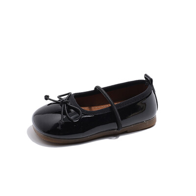 Lakirane kožne balerinke s okruglim prstima za djevojčice Klasična mašna s elastičnom trakom Balerinke Cipele za malu djecu Dječja meka haljina Zapatos