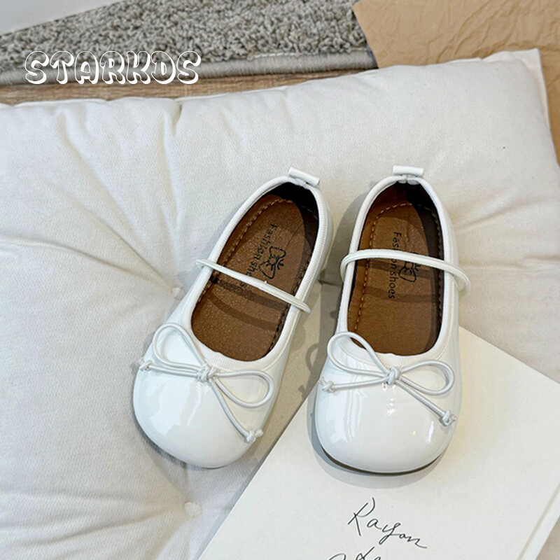 Lakirane kožne balerinke s okruglim prstima za djevojčice Klasična mašna s elastičnom trakom Balerinke Cipele za malu djecu Dječja meka haljina Zapatos