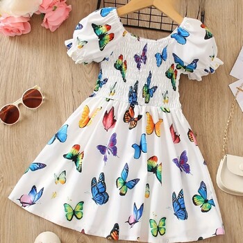 Sweet Girls Summer Dress 2024 New Style Παιδικό κοντομάνικο φόρεμα Διασημότητες Διαδικτύου