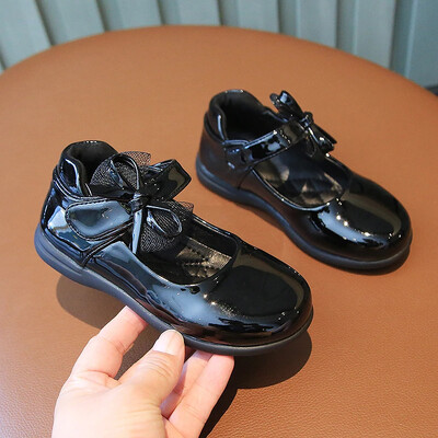 Tüdrukute nahast kingad lastele Pulmakleit Printsess Koolikingad Lastele Klassikalised mustvalged Tudengisandaalid Korea mood Uus