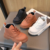 Bērnu rāvējslēdzēja puszābaki Bērnu modes meiteņu zābaki Pretslīdēšanas masīvi atsperu zīdaiņu apavi platforma zēniem apavi Īsi zābaki G06184