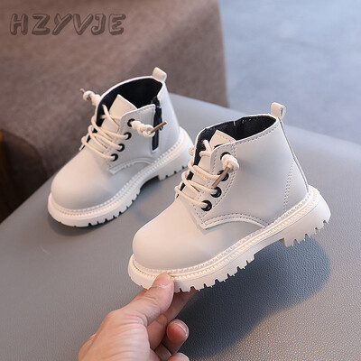 Modes bērnu zābaki pret slīdēšanu, nodilumizturīgi britu stila zēniem, meitenēm, zemu griezumu, īsi zābaki, vienkrāsaini bērnu ikdienas apavi