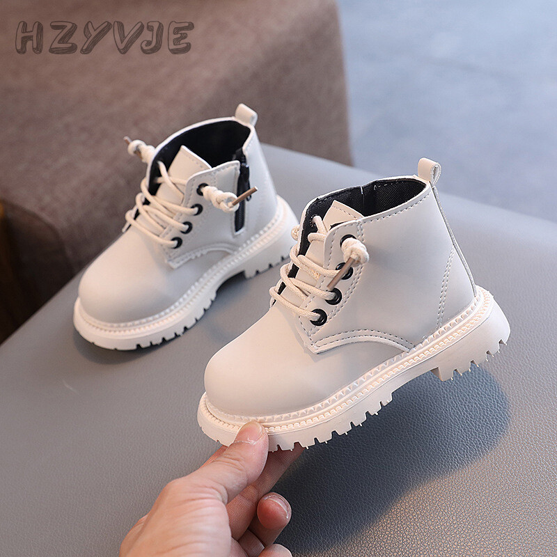 Modes bērnu zābaki pret slīdēšanu, nodilumizturīgi britu stila zēniem, meitenēm, zemu griezumu, īsi zābaki, vienkrāsaini bērnu ikdienas apavi