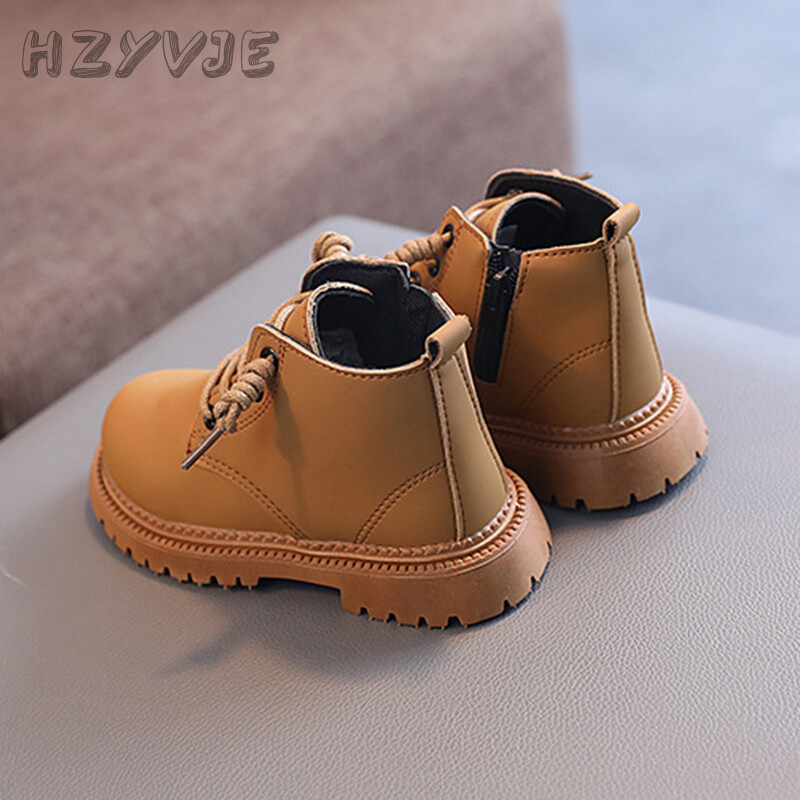 Modes bērnu zābaki pret slīdēšanu, nodilumizturīgi britu stila zēniem, meitenēm, zemu griezumu, īsi zābaki, vienkrāsaini bērnu ikdienas apavi