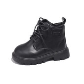 Lapsed Sügis Briti Stiilis Lühikesed Saapad Poisid Tüdrukud Mood Üksikud Nahast Saapad Beebile Pehme küljetõmblukk Ühevärvilised saapad