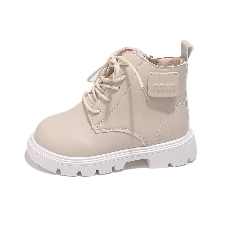 Lapsed Sügis Briti Stiilis Lühikesed Saapad Poisid Tüdrukud Mood Üksikud Nahast Saapad Beebile Pehme küljetõmblukk Ühevärvilised saapad