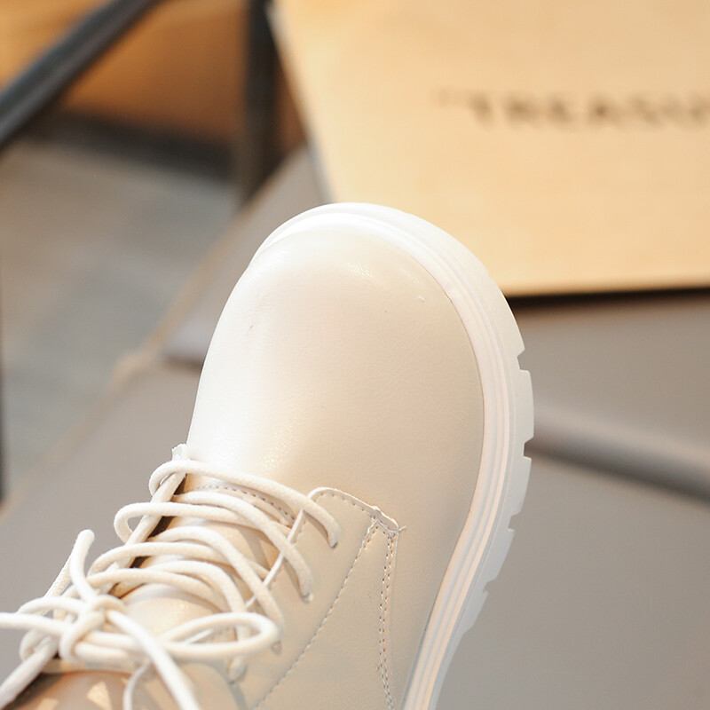 Lapsed Sügis Briti Stiilis Lühikesed Saapad Poisid Tüdrukud Mood Üksikud Nahast Saapad Beebile Pehme küljetõmblukk Ühevärvilised saapad