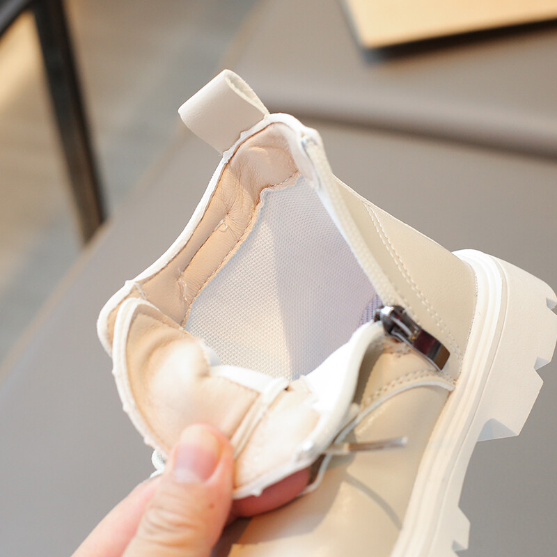 Lapsed Sügis Briti Stiilis Lühikesed Saapad Poisid Tüdrukud Mood Üksikud Nahast Saapad Beebile Pehme küljetõmblukk Ühevärvilised saapad