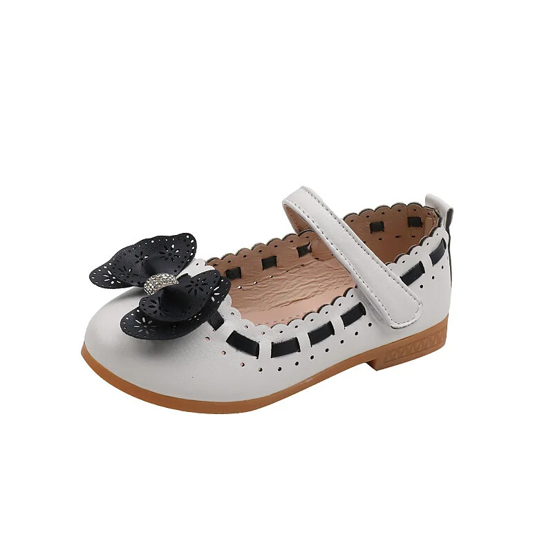 Odiniai batai mergaitėms, mažiems vaikams, dideliems vaikams, plokščiapadžiai klasikinė princesė su lanku. Madingi 2023 m. pavasario vasaros batai vaikams