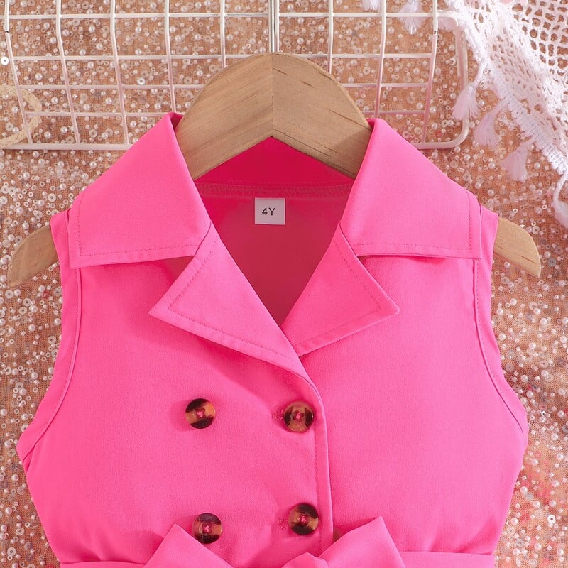 Rochie pentru copii 2-7 ani aniversare la modă fără mâneci drăguț fluture broderie plasă cu centură rochii prințesă Ootd pentru fete