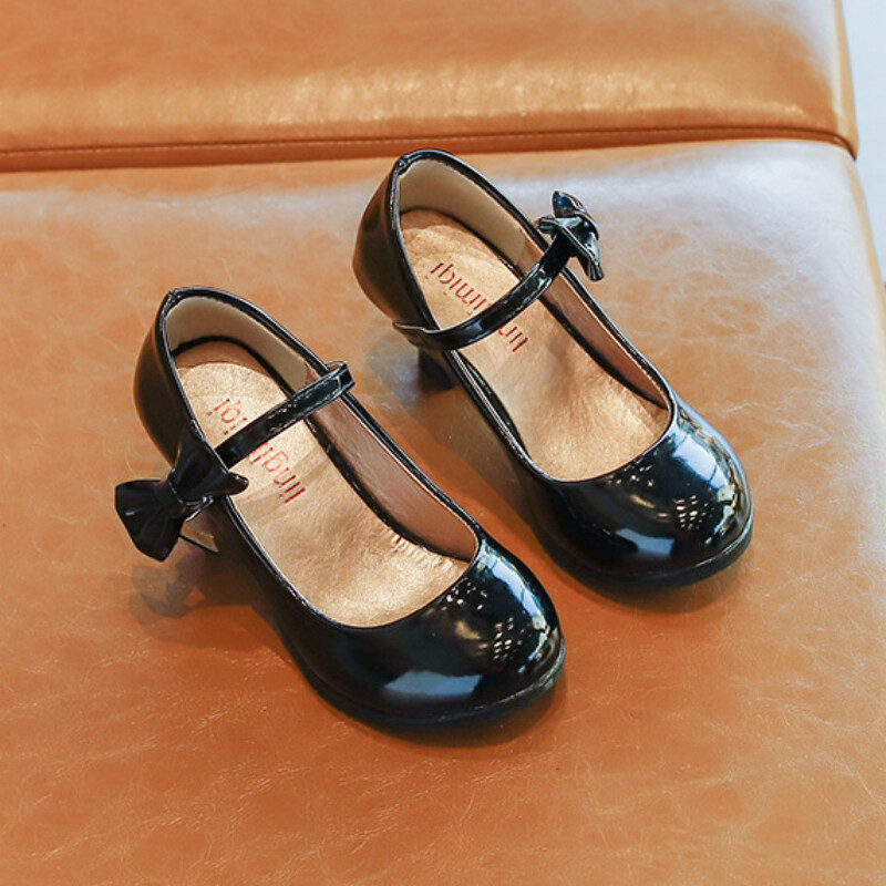 Παπούτσια λουστρίνι για κορίτσια 2023 Φιόγκος μόδας φθινοπώρου Ψηλοτάκουνα Princess Παπούτσια Παιδικά Παπούτσια φόρεμα Performance Mary Janes Zapatos Niña