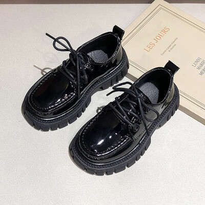 Wednesday Addams Shoes Cosplay Baby Girls Lmitation Leather Shoes 2023 New Black Cosplay Shoes Princess Dress Shoes 2-16 Years