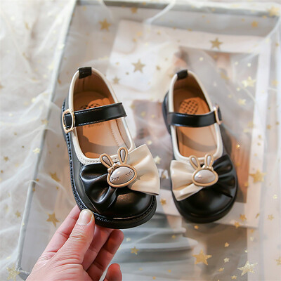 Pantofi din piele pentru fete, cu fund moale, papion, pantofi joase, primăvară 2023, pantofi de prințesă casual, la modă pentru fetițe