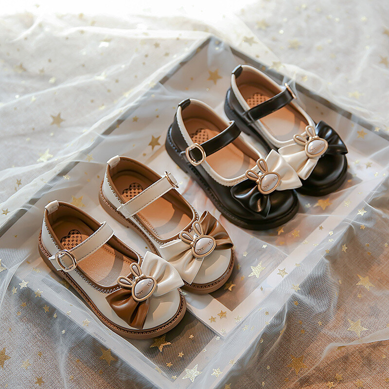 Pantofi din piele pentru fete, cu fund moale, papion, pantofi joase, primăvară 2023, pantofi de prințesă casual, la modă pentru fetițe