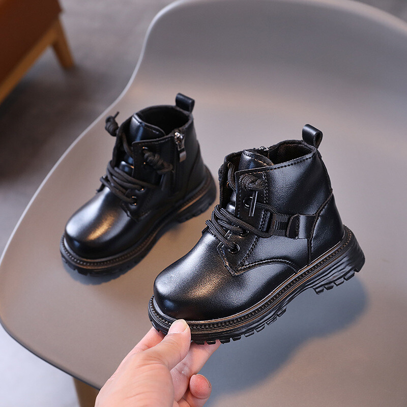 Bērnu ādas vienvietīgi zābaki 2024. gada modes meiteņu zēnu izpārdošana Bērnu puszābaki ikdienišķas, mīkstas bērnu apavi zīdaiņiem, mazuļiem J328