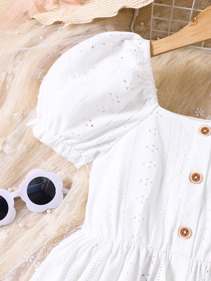 Meiteņu vasaras jauns produkts: liela meitenes vienkrāsaina kleita ar dobām piedurknēm un vidukļa vienkrāsainu meiteņu kleitu