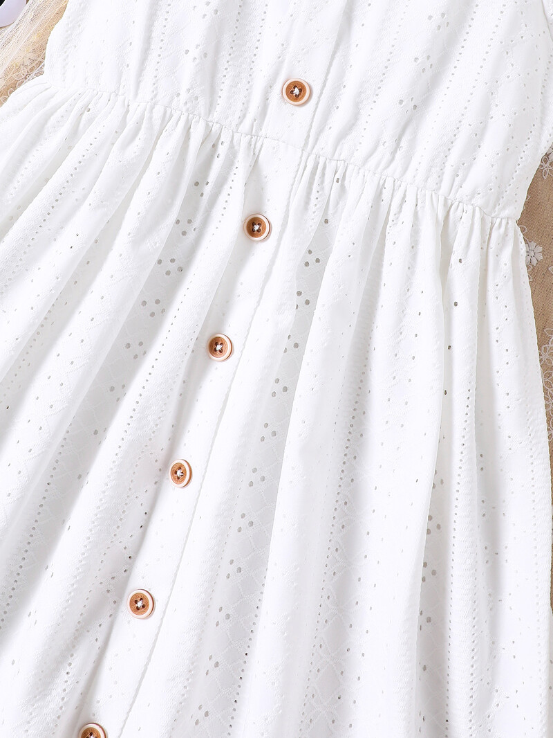 Meiteņu vasaras jauns produkts: liela meitenes vienkrāsaina kleita ar dobām piedurknēm un vidukļa vienkrāsainu meiteņu kleitu