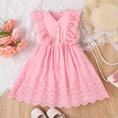 Suvised uued õõnsad tüdrukute kleidid žakaarpitsist ühevärvilised volangidega printsessi riided tüdrukutele vabaaja väikesed keskmised kleidid