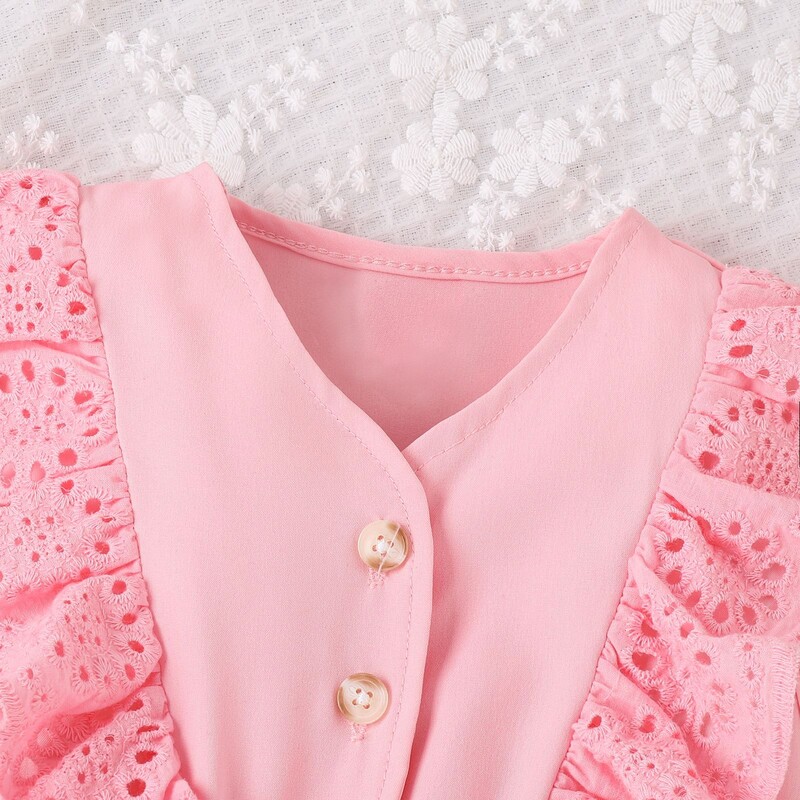 Suvised uued õõnsad tüdrukute kleidid žakaarpitsist ühevärvilised volangidega printsessi riided tüdrukutele vabaaja väikesed keskmised kleidid