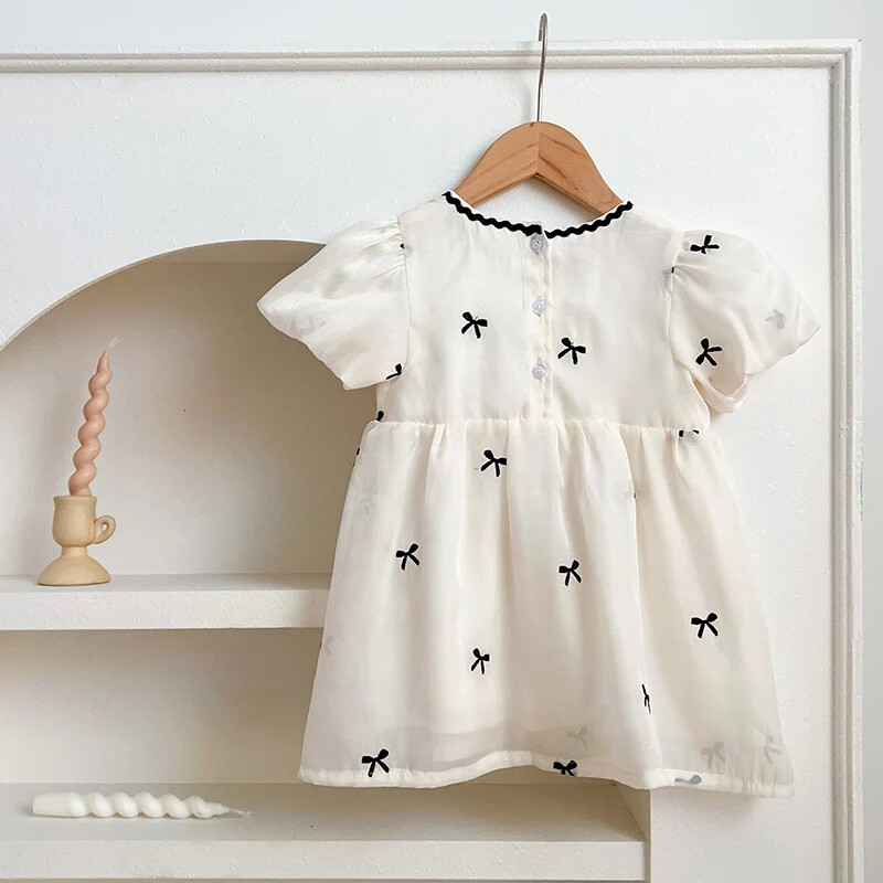 Lastekleit 1-6 a. Printsessi tüdrukute pitskleit Tikitud kaar Suvine tüdruk puuvillane hingav laste kostüümid, vabaaja kleit väikelapsele