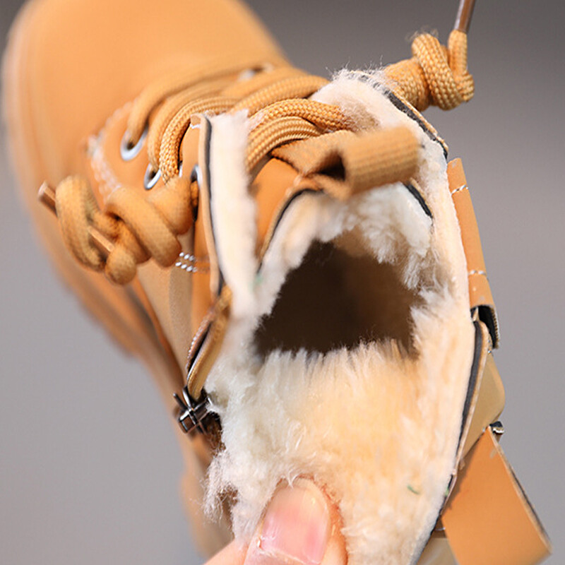 Jauni bērnu modes zābaki ziemas biezināti zēni meiteņu neslīdoši silti ādas zābaki sānu rāvējslēdzējs vienkrāsaini bērnu ikdienas apavi