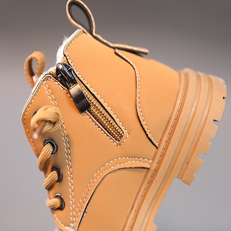 Jauni bērnu modes zābaki ziemas biezināti zēni meiteņu neslīdoši silti ādas zābaki sānu rāvējslēdzējs vienkrāsaini bērnu ikdienas apavi