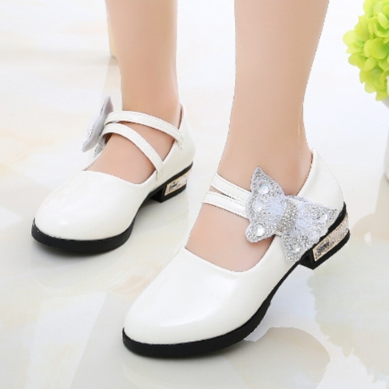 Tüdrukute kingad Lastejalatsid Tüdrukute nahast kingad Pehme tallaga printsessikingad vibu Mary Jane kingad Tüdrukute peokleit Pulmakooli kingad