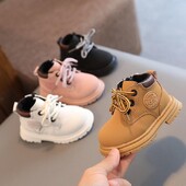 Pavasaris Rudens Maziem bērniem Puszābaki Ādas Kurpes Zēni Meitenes Plakanas Mazulis Bērni Āra Modes Neslīdošas kedas ar rāvējslēdzēju, Izmērs 16-25