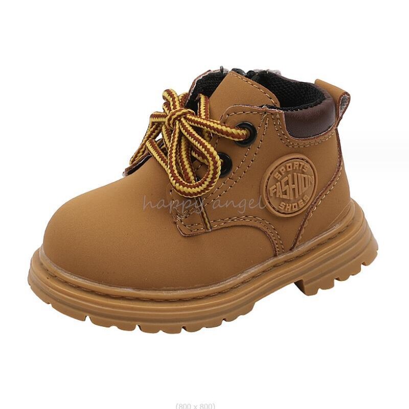 Pavasaris Rudens Maziem bērniem Puszābaki Ādas Kurpes Zēni Meitenes Plakanas Mazulis Bērni Āra Modes Neslīdošas kedas ar rāvējslēdzēju, Izmērs 16-25