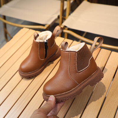 Dječje zimske pamučne čizme Plišane tople cipele Dječje proljeće jesen modni dječaci djevojčice patentni zatvarač meke ležerne kožne čizme veličina 21-30