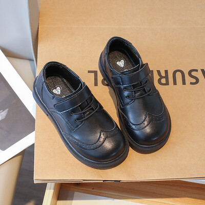 Skolas bērnu ādas apavi Britu stila melni rudens zēni meitenēm plakani apavi, viegli elpojoši, neslīdoši, piemēroti bērnu apavi 26-36