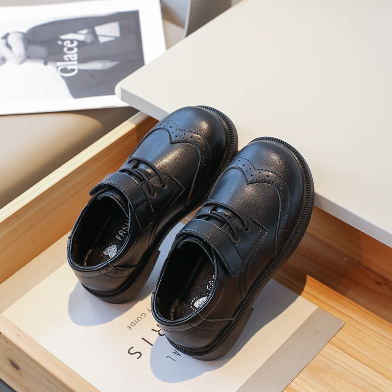 Skolas bērnu ādas apavi Britu stila melni rudens zēni meitenēm plakani apavi, viegli elpojoši, neslīdoši, piemēroti bērnu apavi 26-36