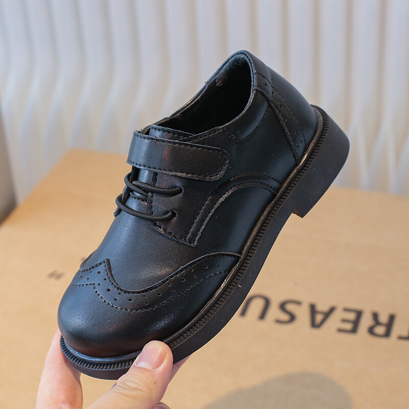 Skolas bērnu ādas apavi Britu stila melni rudens zēni meitenēm plakani apavi, viegli elpojoši, neslīdoši, piemēroti bērnu apavi 26-36