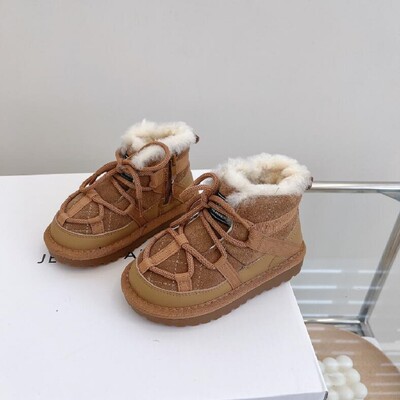 Lastejalatsid Talvepoiste Kaubamärk Lumesaapad Laste Mood Plush Soojad Poolsaapad Tüdrukutele Must Punased Spordijalatsid Suurus 22-31