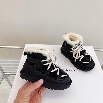 Lastejalatsid Talvepoiste Kaubamärk Lumesaapad Laste Mood Plush Soojad Poolsaapad Tüdrukutele Must Punased Spordijalatsid Suurus 22-31